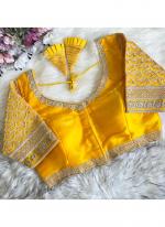 Soft Silk Yellow Wedding Wear Sequins Work Readymade Blouse